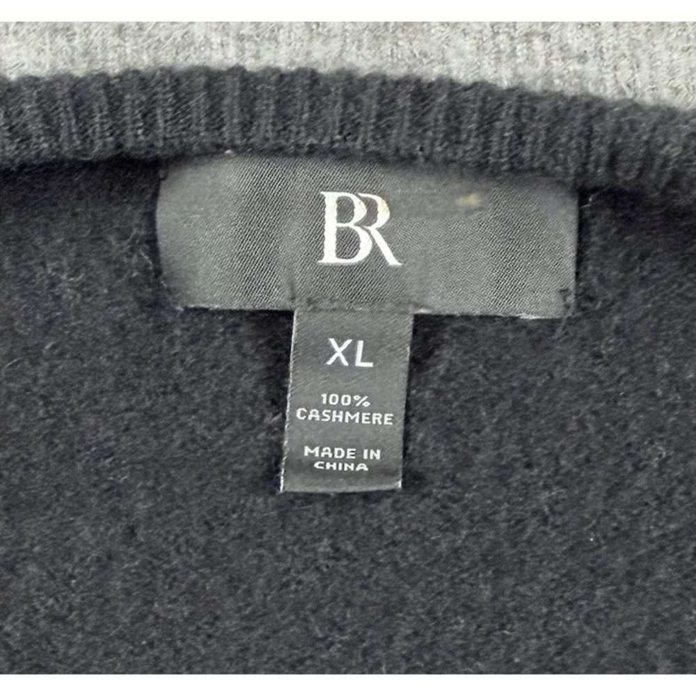 Banana Republic Sweater Mens Sz XL 100% Cashmere Black Heather V-neck‎